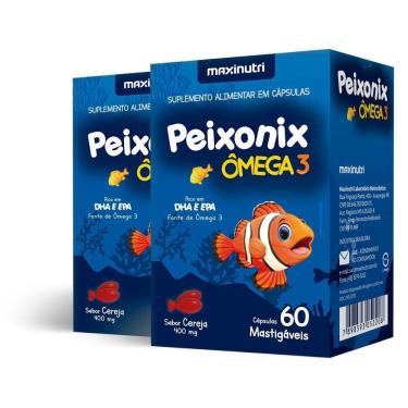 Imagem de Kit 2 Peixonix ômega 3 Epa Dha Maxinutri 60 Cápsulas Cereja