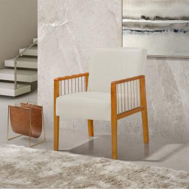 Imagem de Poltrona Decorativa Base em Madeira Maciça e Corda Náutica Copacabana Linho Crú