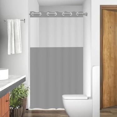 Imagem de Cortina Box Banheiro Pastilhas Preta Verde 3D Azul Tiffany e 3D Translucida ou Diversas Cores PVC Antimofo Impermeável (Cinza Ilhos)