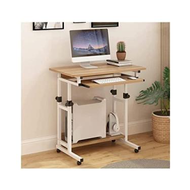 Imagem de WUHUQN Mesa de mesa ajustável sobre cama com rodinhas para mesa de trabalho com suporte para computador com bandeja de teclado sobre rodas para casa
