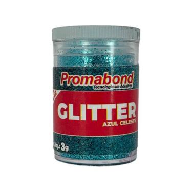 Imagem de Glitter Escolar Brilhante Cores Vibrantes Azul Celeste - Promabond