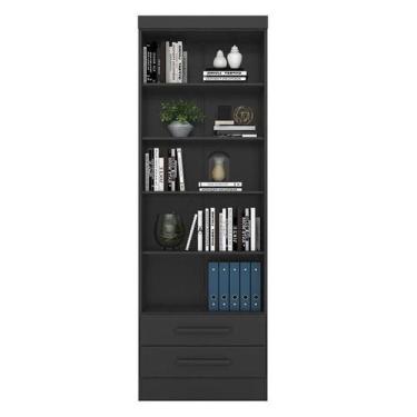 Imagem de Estante Para Livros Livreiro Duas Gavetas Preto Fosco - Qmovi