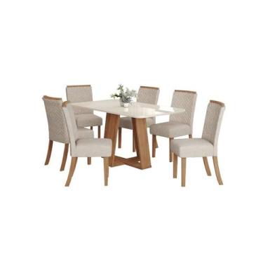 Imagem de Mesa Jantar Lins 160 6 Cadeiras Malu Amendoa - Henn