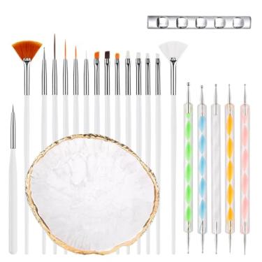 Imagem de HomTop Conjunto De 22 Pincéis Para Nail Art, Caneta De Gravação Acrílica De Silicone Bidirecional, Caneta Pontilhadora, Kit De Ferramentas Para Nail Art, Paleta De Resina Para Nail Art, Para Exposiç