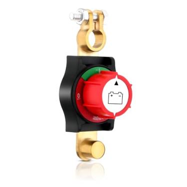 Imagem de ISINFLASH Interruptor de desconexão de bateria de poste superior, interruptor mestre de corte de energia de 12 a 24 V para carro, trailer, barco e veículo, negativo, liga/desliga