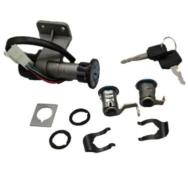 Imagem de XDF Conjunto de chaves de bloqueio de assento de interruptor de ignição compatível com ciclomotor chinês GY6 49cc 50cc-150cc