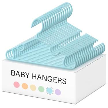 Imagem de Hsei Pacote com 60 cabides de plástico para berçário, para calças, casacos, saias, armário, decoração de berçário (cor azul)