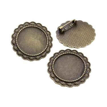 Imagem de Broche de Bronze Banhado a Prata - Estilo Folhas - 5 Peças com Base pa