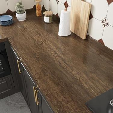 Imagem de WESTICK Papel de contato de bancada, papel de parede de madeira para quarto, papel de contato de grão de madeira marrom para armários autoadesivo de bancada de cozinha papel de parede de madeira 1000