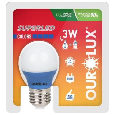 Imagem de Lâmpada Bolinha Colors Azul de 3 Watts Bivolt - 05432 - OUROLUX