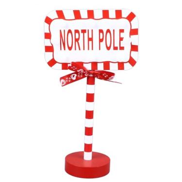 Imagem de Luz Decorativa de Natal de Madeira, Decoração de Placas de Estrada Em Colorida Papai Stop Aqui, Assine Ao Ar Livre para Férias, Festa, Quintal, Jardim (Retângulo (12 x 10 x