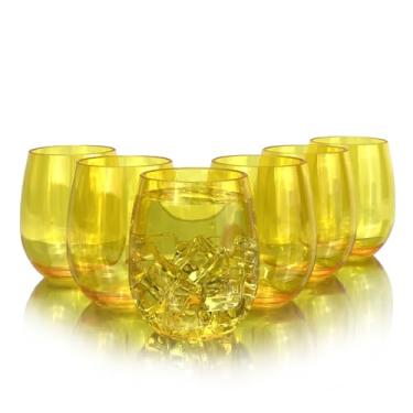 Imagem de Yanglonghui Conjunto de 6 copos de acrílico - copos de vinho de plástico de 590 ml, inquebráveis e empilháveis, livres de BPA, podem ser lavados na lava-louças, copos reutilizáveis para festas e uso