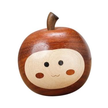 Imagem de Generic Pequena estatueta de maçã, ornamento decorativo de mesa, simulação de fruta, estátua de madeira esculpida à mão para escritório de Natal em casa de