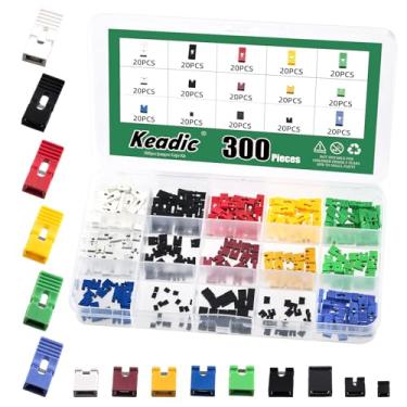 Imagem de Keadic Kits sortidos de 300 peças de tampas de jumper mistas 1,27 mm, 2,54 mm, 2,0 mm, tampa de curto-circuito, mini micro jumper placa de circuito para tecnologia eletrônica Arduino DIY