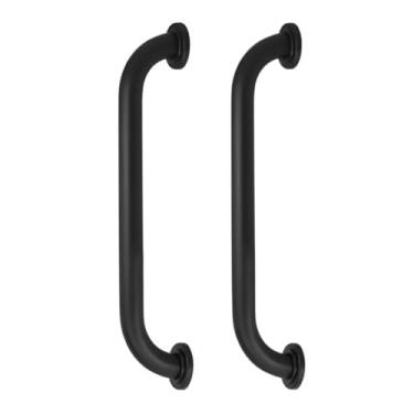 Imagem de Kit 2 Barras de Apoio 50cm Preta Alça Suporte Deficiente Idoso Banheiro