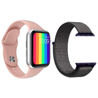 Imagem de Kit 1 Smartwatch W26 Rosa + 1 Pulseira Azul Marinho