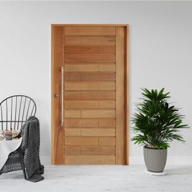 Imagem de Kit Porta De Madeira Pivotante 210X120Cm Batente 14Cm Fechadura 803 Rolete 3B Roma Tauari