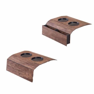 Imagem de Kit 2 Bandeja Esteira Para Braço De Sofá Ipê Com Porta Copos E Controle