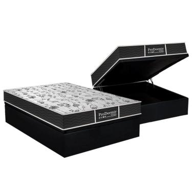 Imagem de Cama Box Baú Casal: Colchão Molas Bonnel Probel Prolastic Prodormir Sleep + Base Black(138X188)