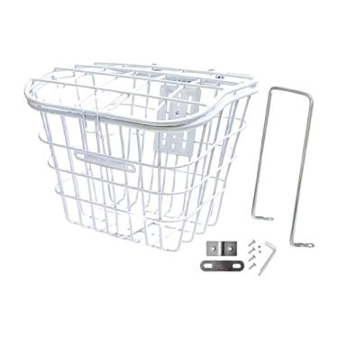 Imagem de Aymzbd Cesta frontal para bicicleta, cesto para bicicleta, organizador de bagagem prático e elegante para ciclismo ao ar livre com bicicleta elétrica, Branco