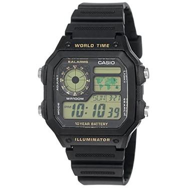 Imagem de Casio Relógio masculino mostrador preto mostrador digital - AE-1200WH-1BVDF, Preto/branco, Esportivo