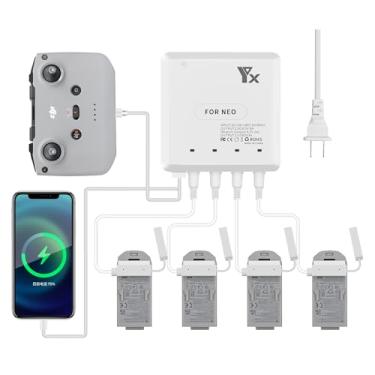 Imagem de LYONGTECH Carregador Rápido De Bateria Para Drone Dji Neo, Hub Carregamento Multiuso 6 Em 1, Simultâneo 4 Baterias