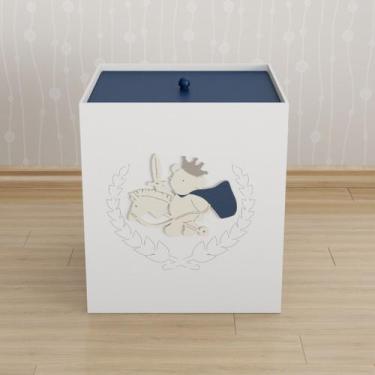 Imagem de Lixeira Kit Higiene MDF com Tampa Quarto Infantil Urso Rei - Neném na 