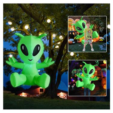 Imagem de ZXSWONLY Alienígena Inflável De Halloween, Decoração Móvel Divertida E Portátil Com Luzes Led Integradas, Adequada Para Cosplay, Festas Internas Externas, Quintal Jardim
