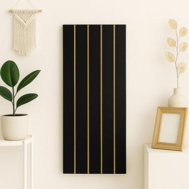 Imagem de Placa Decorativa Ripado em MDF 45x11cm - MF Decoração, Preto