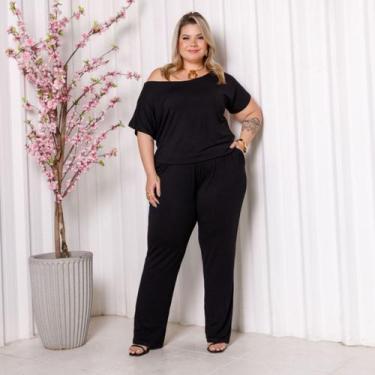 Imagem de Macacão Feminino Longo Manga Curta Verão Plus Size - Rosana Farcait, P