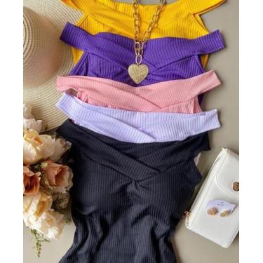 Imagem de Blusa ombro a ombro sem manga canelada com bojo - filo modas, Rose, G