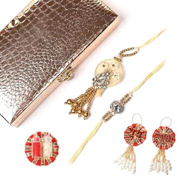 Imagem de IGH 2 Rakhi para irmão e casal Bhabhi Lumba para Bhai, cunhada, Bro Rakhi Threads on Rakshabandhan Designer Rakhee pulseira, Pack of 2, Sem Pedra Preciosa