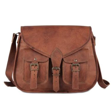 Imagem de Bolsa feminina KPL de couro de 35,56 cm bolsa de ombro transversal bolsa feminina bolsa de viagem bolsa de couro genuíno, Tan Brown, Large