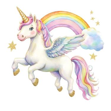 Imagem de Adesivos de parede de unicórnio arco-íris grandes, adesivos de parede de unicórnio grandes destacam e colam