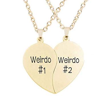 Imagem de Colares MJartoria Best Friend Colar BFF para 2 Presentes de Dia dos Namorados Coração Dividido Weirdo 1 Conjunto de Pingente Weirdo 2 Best Friends Forever
