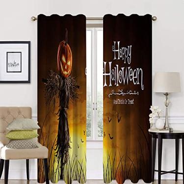 Imagem de Cortina blackout 90% de Halloween, padrão de estilo Halloween, tratamento de sombreamento completo, cortina de isolamento de cozinha, L 132 x C 182 cm