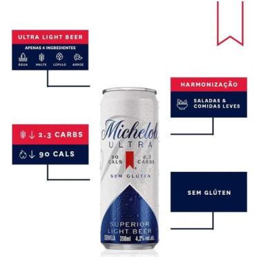 Imagem de Cerveja Michelob Ultra Lata 350ml Pack Com 8 Unidades