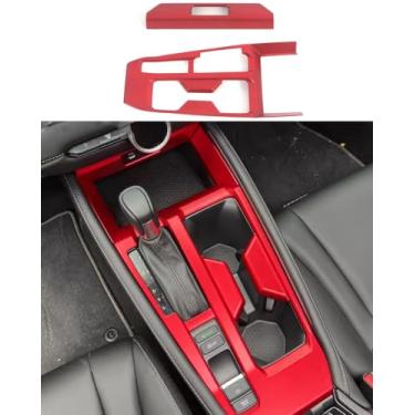 Imagem de ANUNFRRE Acessórios de carro aptos para Honda Accord 11ª geração 2023 2024 ABS Interior Isqueiro de Cigarro Mudança de marchas Console Central Suporte de Copo Guarnição Conjunto de 2 peças (Vermelho