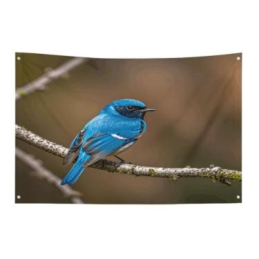 Imagem de Bandeira com quatro furos bandeiras para todos os climas bandeira decorativa impressa pássaro azul bandeiras de poliéster adequadas para uso interno e externo 89 x 159 centímetros