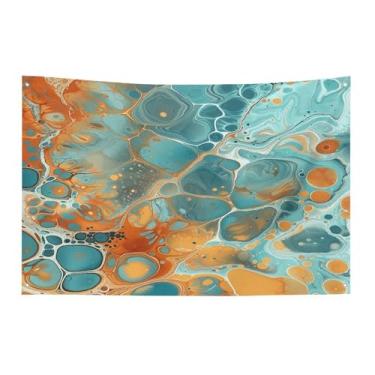 Imagem de Bandeira com quatro furos bandeiras para todos os climas bandeira decorativa impressa laranja e turquesa bandeiras de poliéster adequadas para uso interno e externo 89 x 159 centímetros
