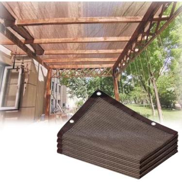 Imagem de 70% Pano De Sombra Marrom Proteção De Privacidade Lona De Malha Com Ilhós Resistente Jardim Sombra Do Sol Rede Sombreamento Anticongelante Para Plantas De Estufa De Pé, One Color, 4x4.0m