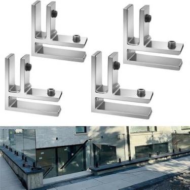 Imagem de Grampo de parede para vidro braçadeira de grade de vidro de 90 graus apto para balaustrada Thinkness de 3/20.3 cm-1/5.1 cm (10 mm-13 mm), clipes de trilhos em forma de F T304 para cerca, deck de