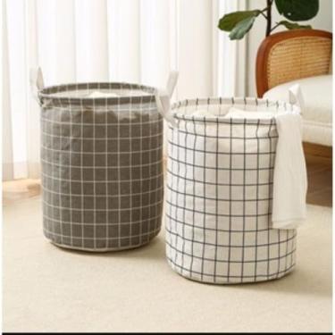 Imagem de CESTO ORGANIZADOR MULTIUSO DOBRAVEL PROVA D'ÁGUA P/ROUPA SUJA BRINQUEDOS(KIT 2 branco cinza ou preto)