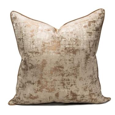 Imagem de vctops Capas de almofada decorativas douradas luxuosas jacquard quadradas fronhas para cama sofá cadeira carro decoração de casa (ouro D, 50,8 cm x 50,8 cm)