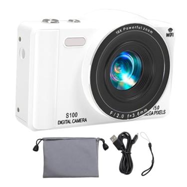 Imagem de ASHATA Câmera Digital 4K, Câmera de Vlogging de Lente Dupla UHD de 75MP para YouTube, 16x Digital Zoom WiFi AutoFocus Com Flash Embutido, Compacto Portátil para Viagem Fotográfica (32 GB)