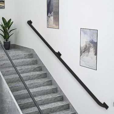 Imagem de Corrimão Moderno Preto Para Decorações De Escadas, Corrimão De Escada Corrimão De Ferro Forjado Para Barra De Apoio De Segurança Interna Externa - Kit Completo, 2ft/60cm