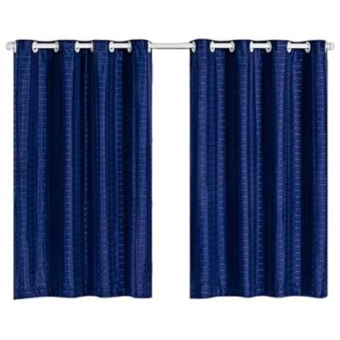 Imagem de Cortina para janelas com Blackout Pvc Com Tecido Voil Xadrez 2,00 M X 1,40 M - Modelo Premium (azul-marinho)