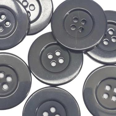 Imagem de Botões Grandes 4 Furos Brilhante Plástico ABS Cinza 27mm 44267 Botao c