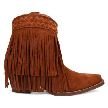 Imagem de Dingo Bota feminina Tapadero Southwest Fringe Snip Toe Casual Salto Médio 5-7,6 cm - Marrom, Marrom, 38