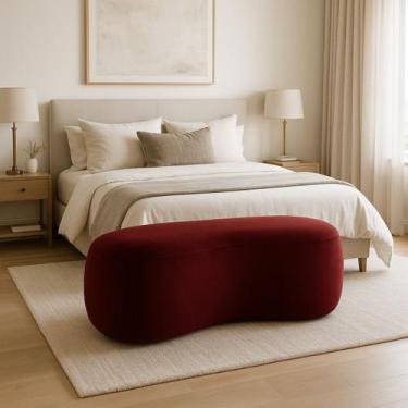 Imagem de Puff Feijão Orgânico Moderno 100cm Escultural Suede Curvo - Divani, Ve